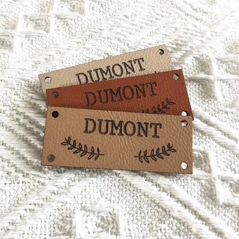 

30pcs Sewing handmade label for clothes knitting Rectangle leather tags customize logo Engraved crochet garment knitting labels