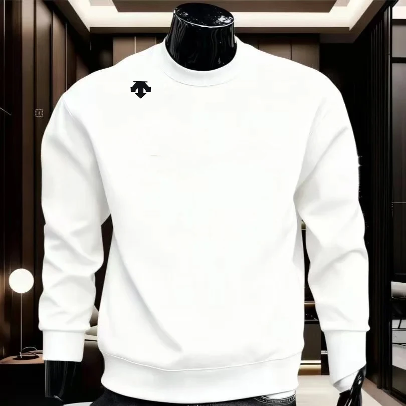 Chemise de sport à manches longues et col rond pour homme, en pur coton, chemise de sport décontract