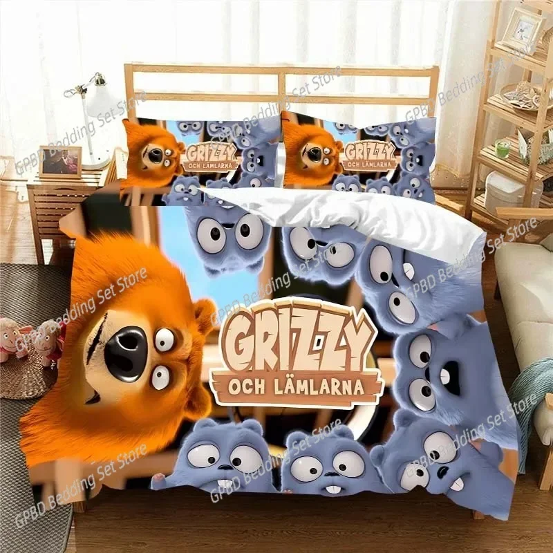 

3D G-Grizzy and The Lemmings Bedding Set Duvet Cover Comforter Bed Single Twin Full Queen Youth Kids Girl Boys Gift Bed Sheets