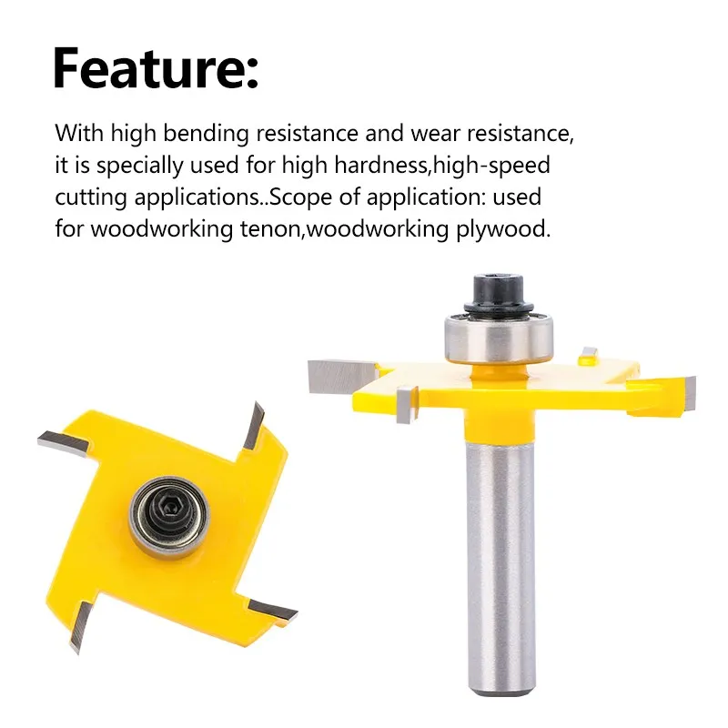 8MM Shank 4 Flute T-Sloting Router Bit for Woodworking Tools Wood Industrial Grade Milling Cutter Router Bit