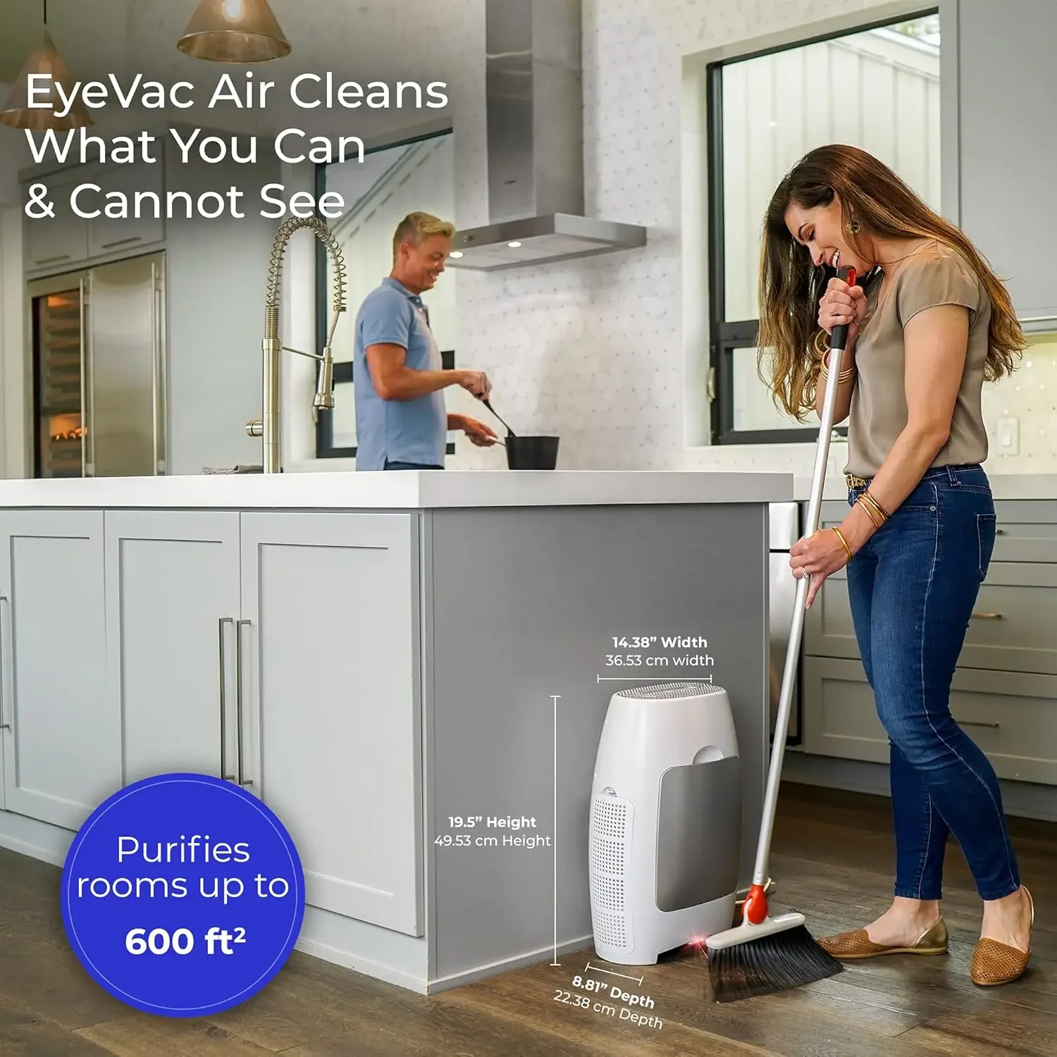 Home Air Purificador de aire HEPA 2 en 1 y recogedor automático al vacío sin contacto - Ultra rápido y potente - Cubiertas 600 pies cuadrados - Canis con cable