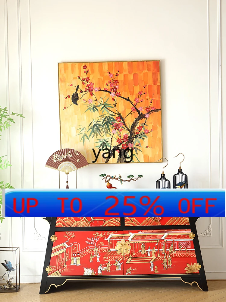 

LTT new Chinese-style red painted gold hotel lobby entrance entrance foyer decorative cabinet