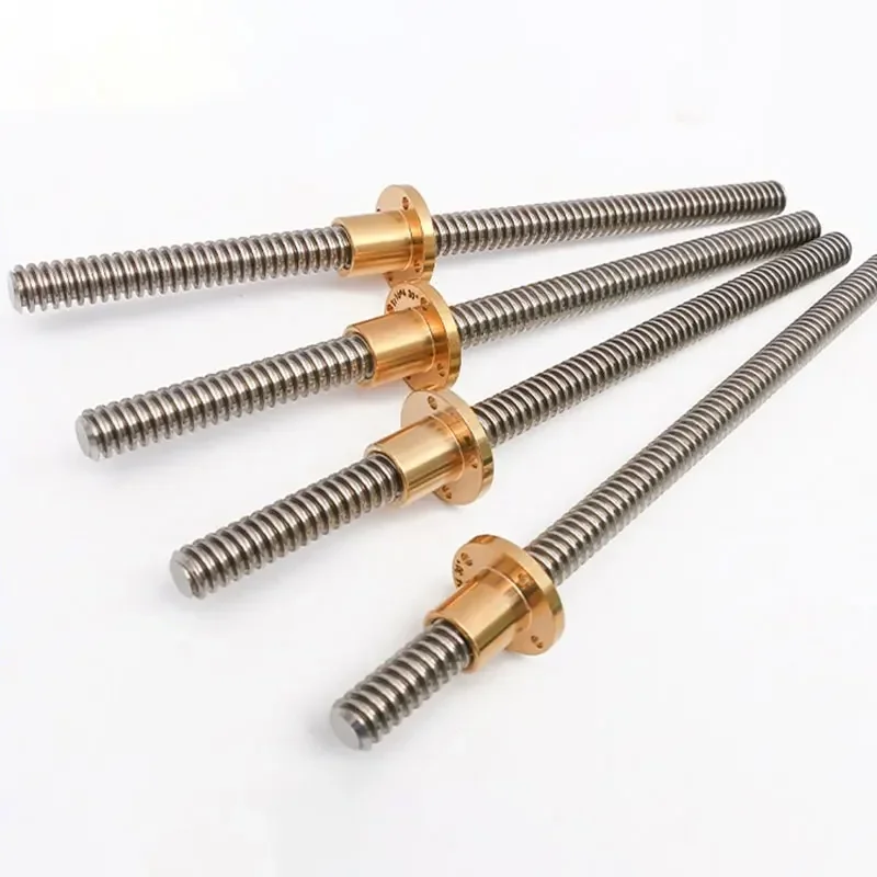 T20 Lead Screw T20 Trapezoidal Rod Screw with Brass Nut Pitch 4mm Lead 4mm/8mm Stainless Steel 100MM-1000MM 3D Printer CNC Parts