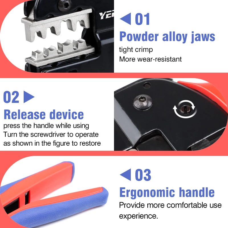 Solar Crimping Tool YFP-2546BS Pliers For MC2.5/4/6/10mm²（20-7AWG）PV Connector Cable Ratchet Vertical Crimping Pliers YEFYM