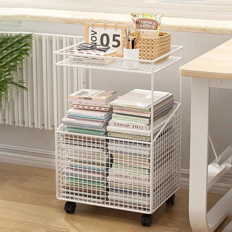 

Removable Trolley Storage Racks Multi-Layer Storage Of Snacks And Sundries Organizing Iron Office File Racks Laundry Baskets