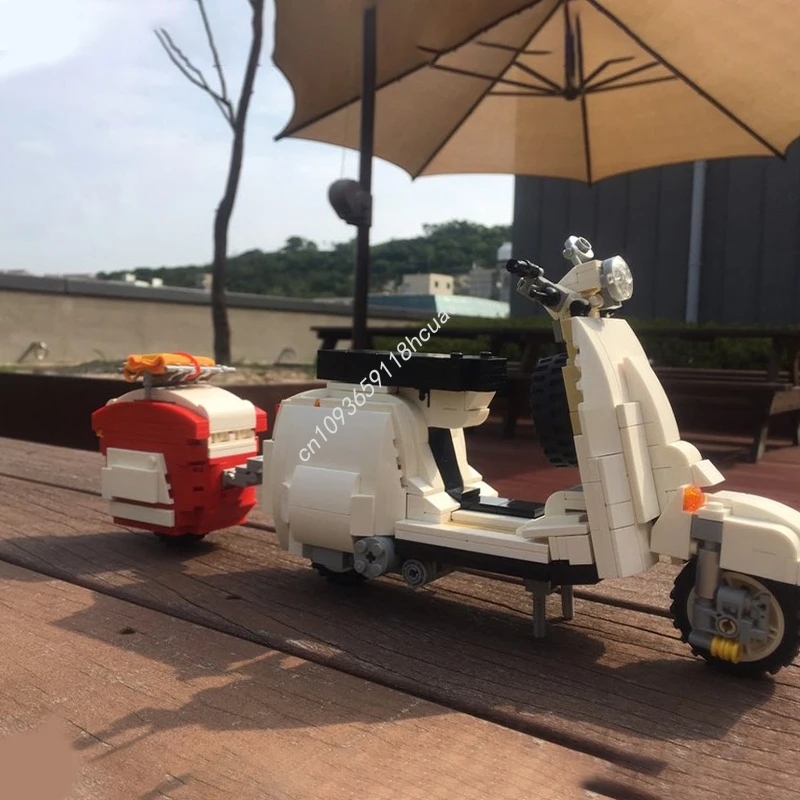 614 個 MOC ベスパ 50s クラシックスクーター nan モデルビルディングブロックアーキテクチャアイデア組み立てる子供のおもちゃ誕生日クリスマスギフト