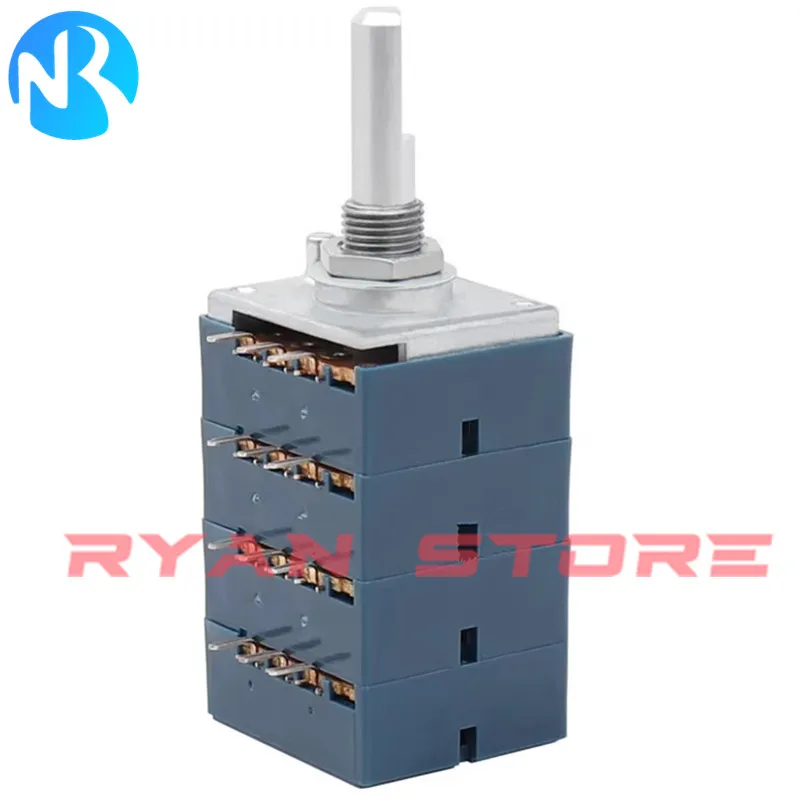 1PCS 100%New Half Handle RK27 A10K 20KA 50KA 100KA X4 4 Channels Volume Potentiometer 4-Gang Balance Control  27 Type 25MM 12Pin