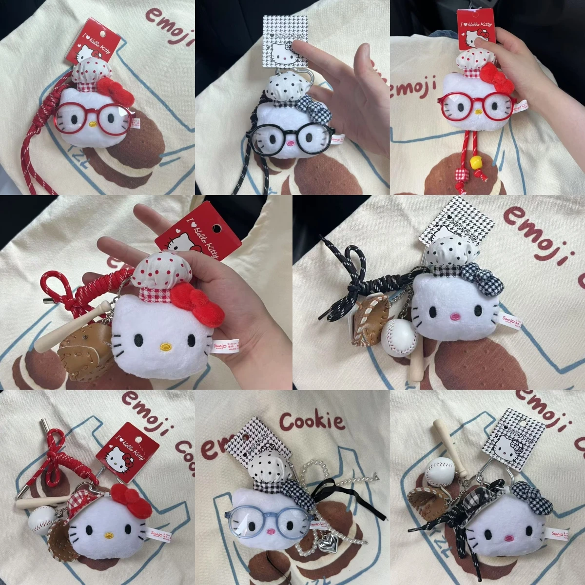 

8cm Plush HelloKitty Keychain Scarf Kitty Girl Birthday Gift cartoon sanrio Pendant stuffed doll Car Decoration Xmas Gift