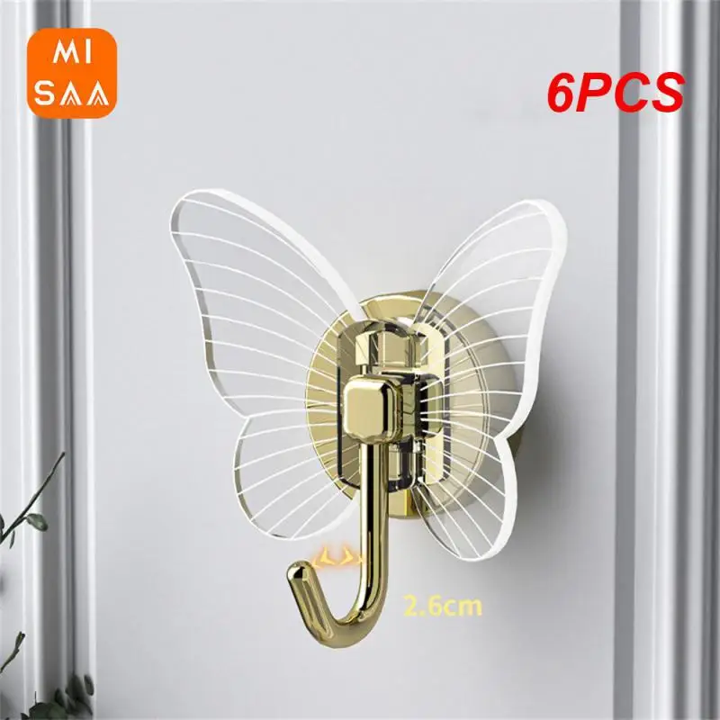 

6PCS Butterfly Hook No Drilling Traceless Decorative Innovative Design Premium Quality Easy Installation Bathroom Organizer