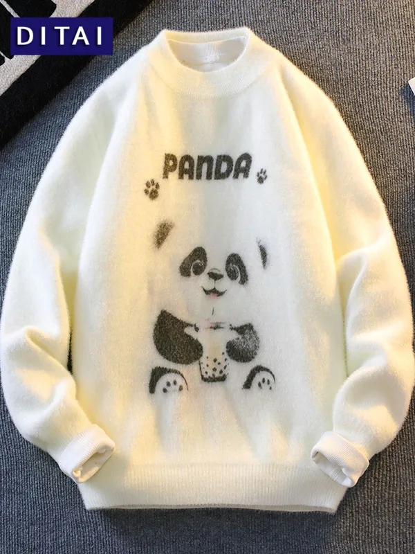 

Мужской трикотаж Thiened Polar Fce, осень-зима, новый теплый повседневный вязаный свитер с вышивкой в виде панды Faion Ci Youth