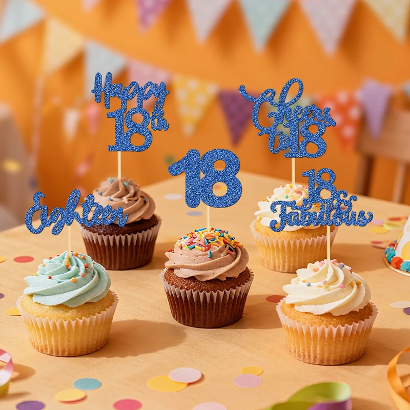 YOMDID 25 Cupcake-Topper zum 18. Geburtstag, glitzernde Cupcake-Topper zum 18. Geburtstag, glitzernde Cupcake-Picks zum 18. Geburtstag – Detail 10