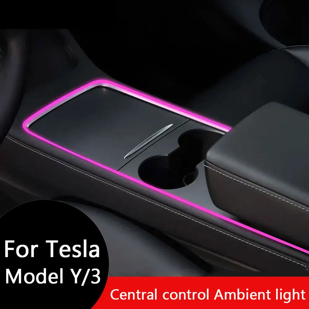 Tesla Model Y/3 2021-2023 센터 콘솔 대시 보드 주변 조명 LED 스트립 네온 액세서리