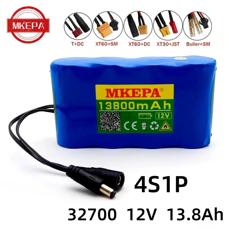 

32700 Lifepo4 Battery Pack 4S1P 12.8V 1.38Ah with 4S 40A Balanced BMS for Electric Boat and Uninterrupted Power Supply 12V