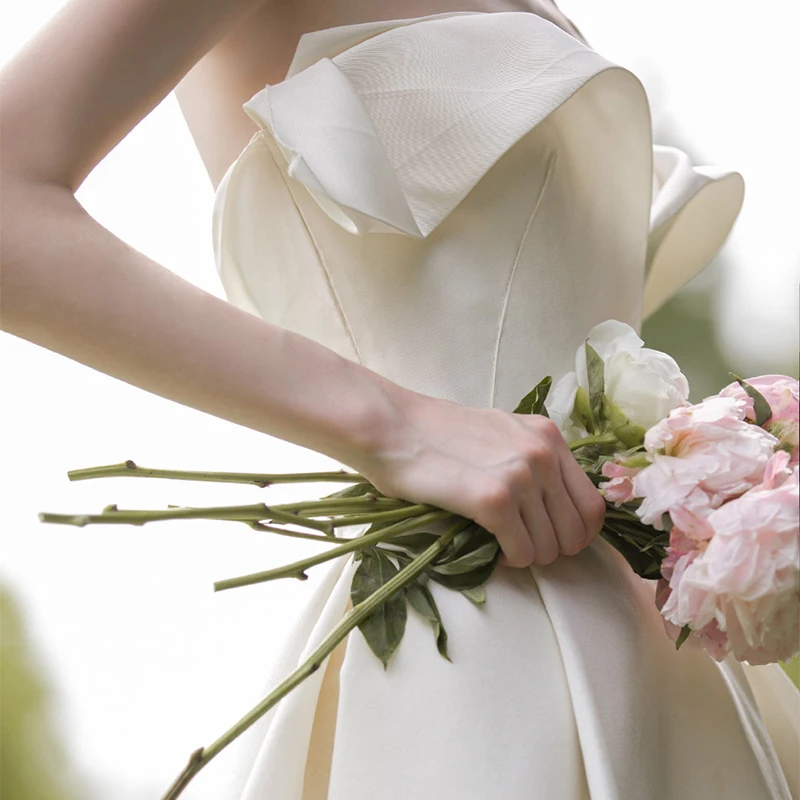 Vestido de casamento de cetim novo sem alças sem mangas pequeno trem robe de mariee vintage simples elegante vestido novia tamanho personalizado