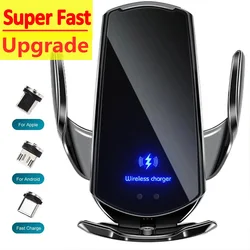 15W Wireless Charger Car Phone Holder Mount for iPhone 14 13 12 11 Samsung Magnetic Infrared Induction Fast Charging Station