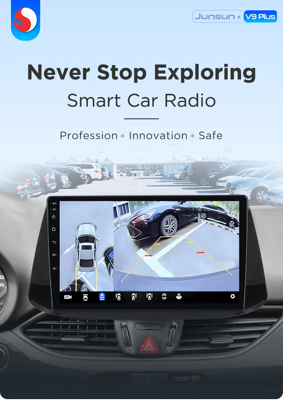 Junsun 360 ° Panoramakamera 8-Kern-Autoradio für Hyundai I30 2017 2018 Kabelloses CarPlay-Display Android Auto Stereo GPS Navi RDS Eingebaute Cloud ESIM 4G – Detail 3