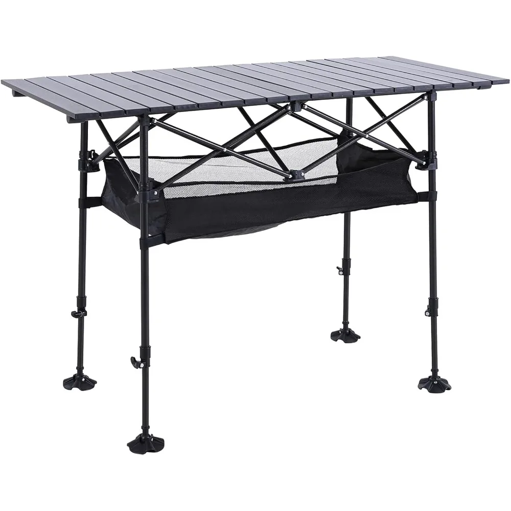 

Camping Table Outdoor Portable Table with Storage Adjustable Aluminum Table for Grill Travel Table Outdoor Picnic,Beach,BBQ,Bac