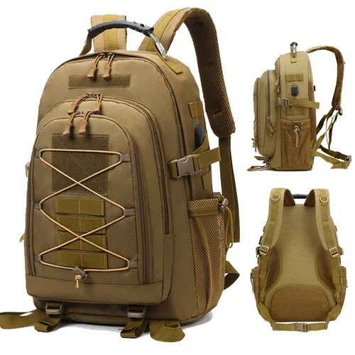 캠핑 전술 배낭 Molle USB 가방, 야외 여행 하이킹 트레킹 사냥 등산 가방, 스포츠 남성 가방, 3P