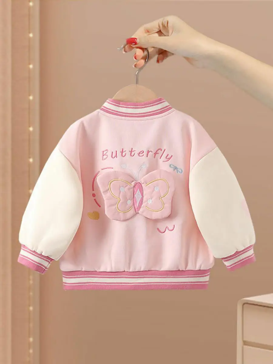 

Весенне-осенняя бейсбольная куртка для девочек, модная осенняя одежда для детей, верхняя одежда для малышей, детская рабочая одежда...