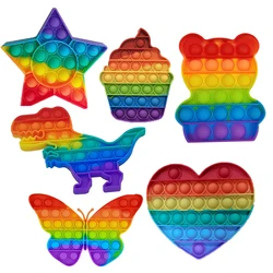 Rainbow Fidget Reliver Stress Toys Push Bubble Antistress Toys Adult Children Simple Dimple Toy To Relieve Autism Kids Game Gift