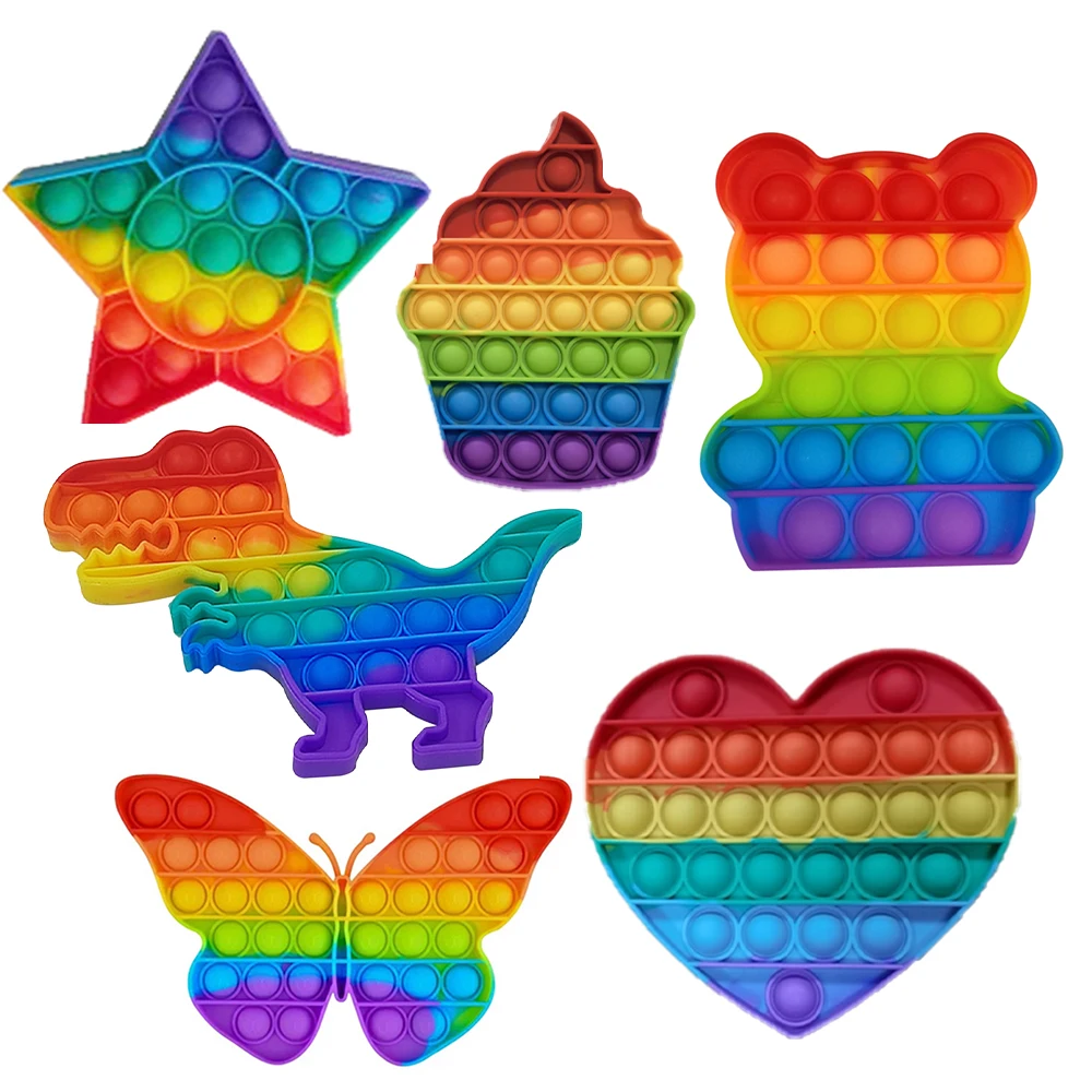 Rainbow Fidget Reliver Stress Toys Push Bubble Antistress Toys Adult Children Simple Dimple Toy To Relieve Autism Kids Game Gift