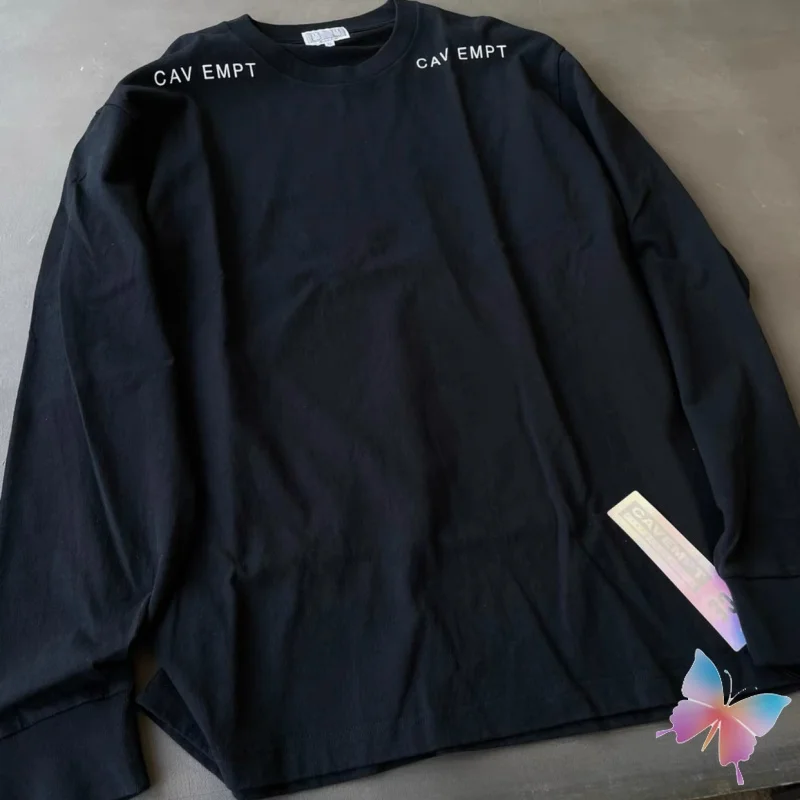 High Quality Cotton CAVEMPT Long Sleeve Tshirts Digital Phone Abstract Print Round Neck Pullover Casual Loose Men Women CE Tops
