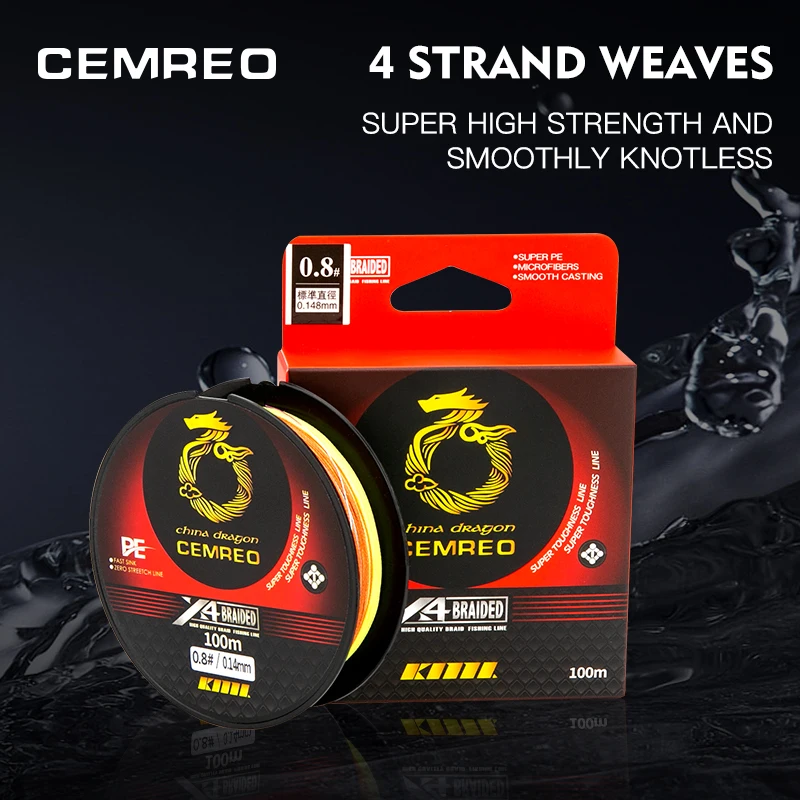 CEMREO Brand PE Fishing Line 4 Strands Braided Super Strong Multifilament Thread Carp 100m Fishing Wire Fishing Accessories