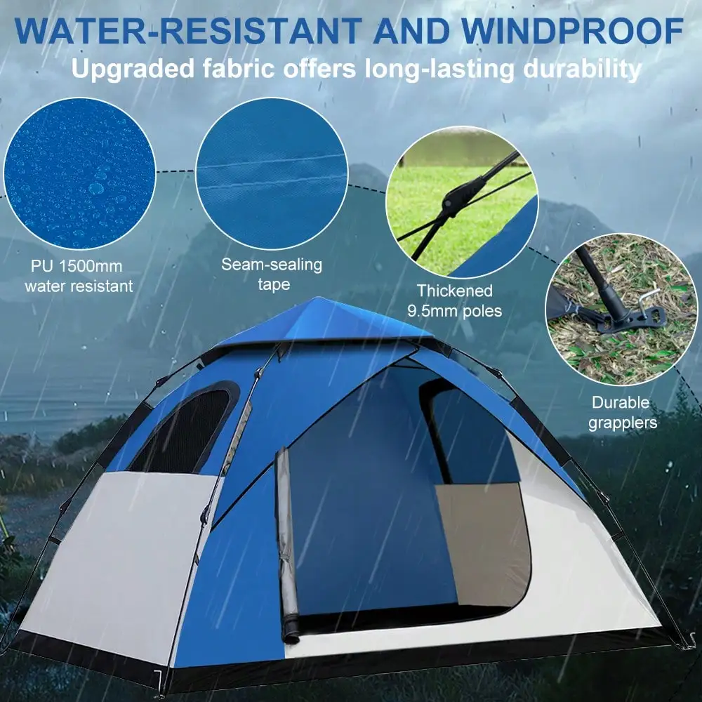 

Outdoor Self Driving Travel Camping Tent, Easy To Set Up Outdoor Accompanying Tent, Rain Proof, Sun Protection, Fishing, Lightweight Beach Sunshade, 2-3/3-4 People Portable Fishing And Hiking Tent