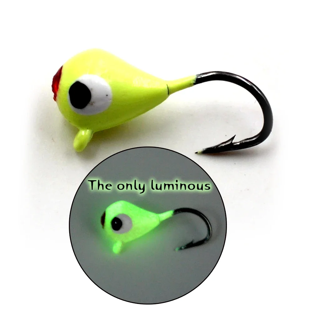 6Pcs 15mm/1.1g Winter Ice Fishing Lure  Artificial Bait Jig Head Small Ice Fishing Hook For Lure Worm
