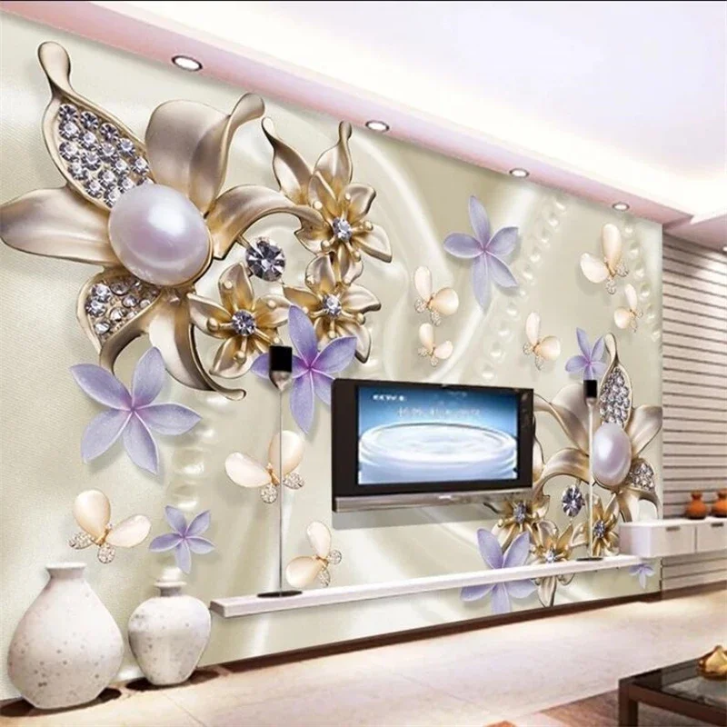 Custom wallpaper 3d mural LOVE swan jewelry TV background wall living room bedroom wallpapers home decor peacock room decoration