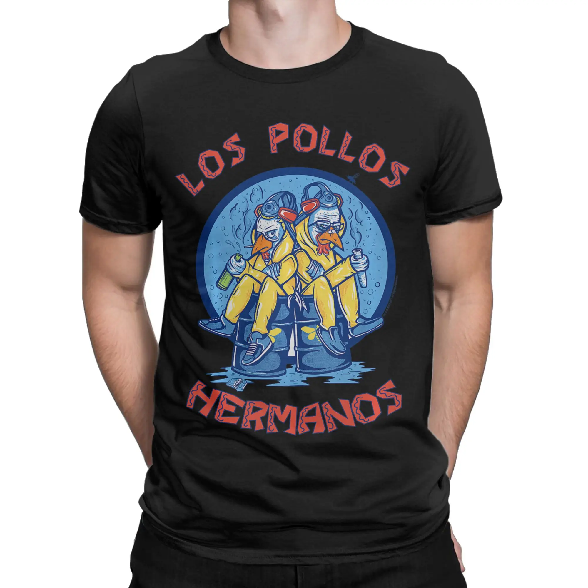 Los Pollos Hermanos Hazmat Suits TV Show Comfort Colors Funny Graphic 100% Cotton T-Shirt Breaking Bad Tops Tees For Men