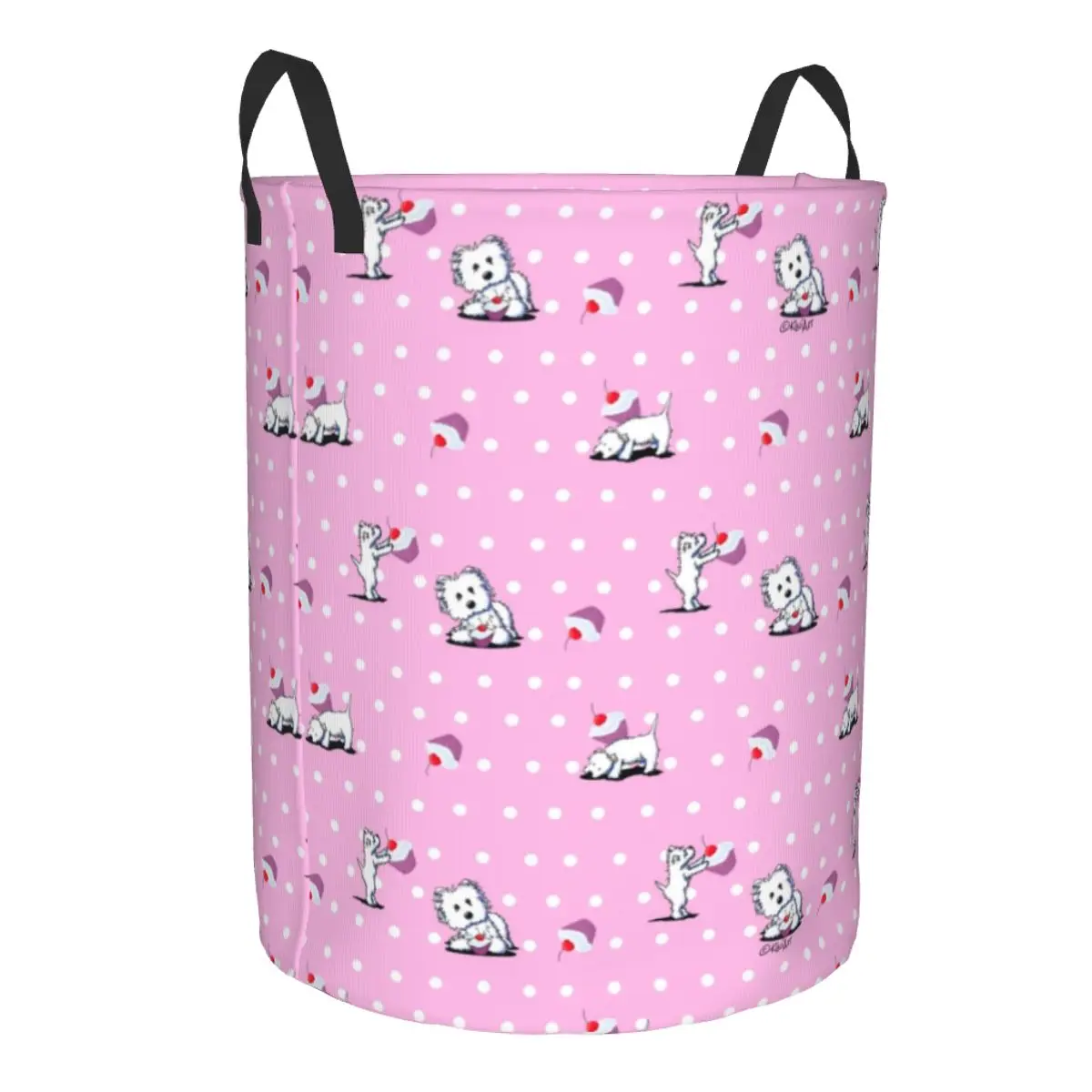 Pet Westie Puppy Pattern Laundry Basket Collapsible West Highland White Terrier Dog Clothes Hamper for Kids Toys Storage Bag