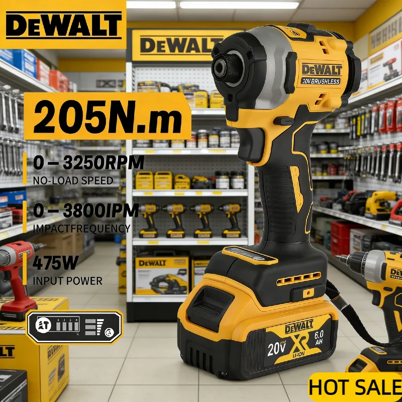 

Ударный шуруповерт DEWALT DCF850, крутящий момент 205 Н·м, переключатель прямого/обратного хода, для 20В, для закручивания шурупов и затягивания болтов в строительстве и мастерских