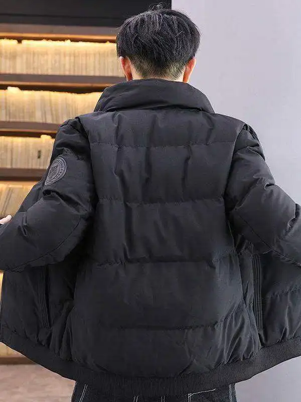 

Men's Thickened down Cotton Jacket Winter Casual Youth Outerwear Fashionable Versatile Loose Fit Regular Thickness ...