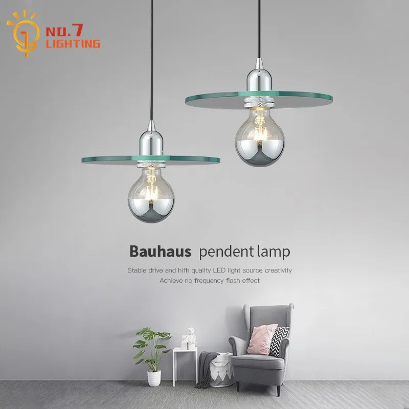 

Designer Medieval Bauhaus Spaceage Pendant Lights LED E27 Glass Silvery Hanging Lamp Art Decor Home Restaurant Bedroom Bedside