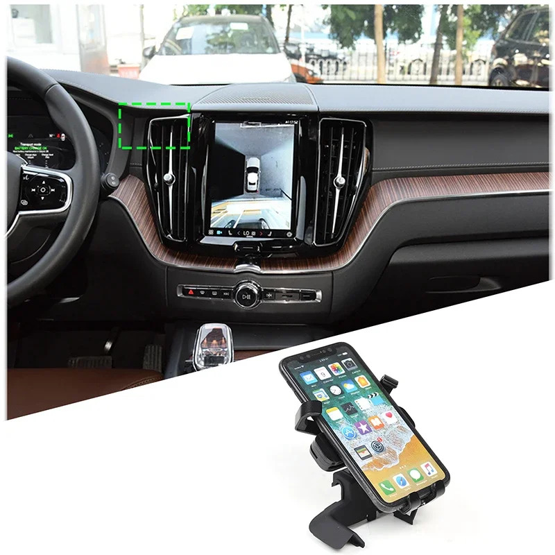 

ABS Black Car Mobile Phone Holder For Volvo XC60 XC 60 2018-2023 Smartphone Mount Bracket GPS Stand Rotatable Support Accessorie