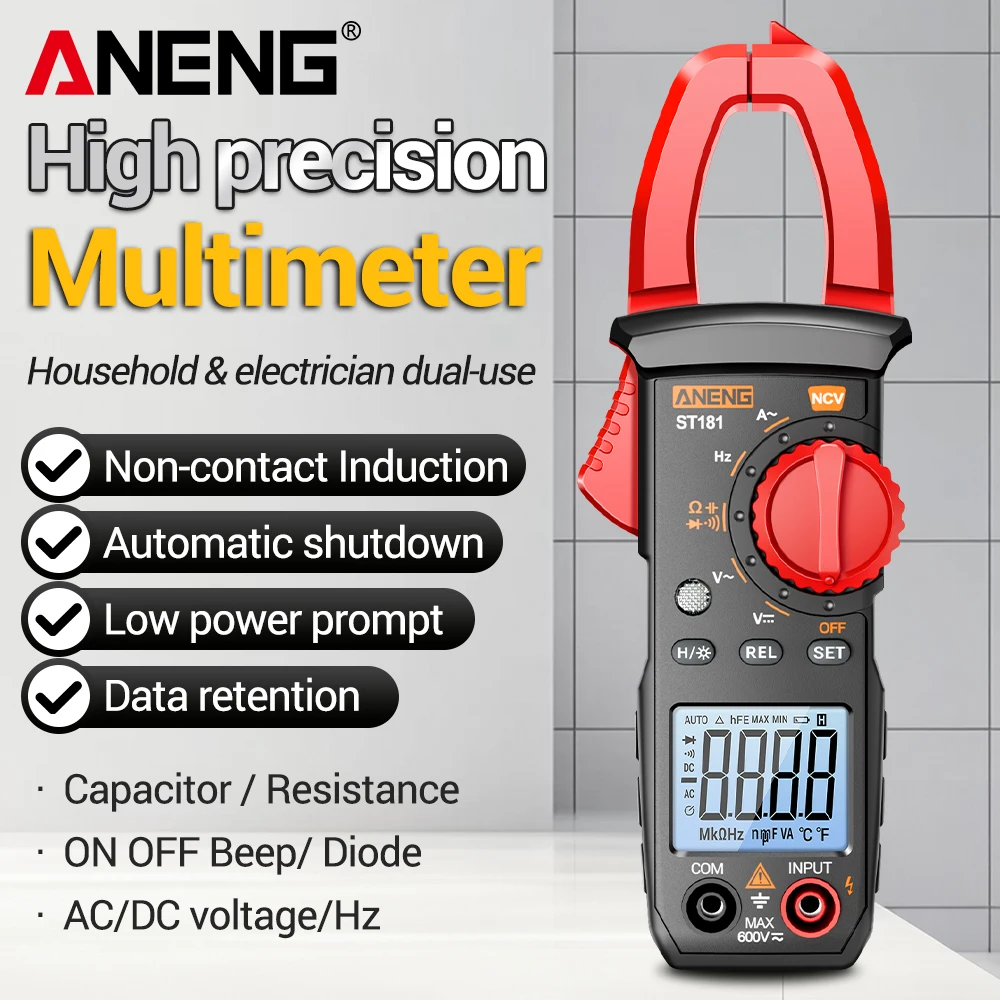 Clamp Meter Digital Multimeter NCV 4000 Counts Current Ammeter Voltmeter Tester ANENG ST181 Car Amp Hz Capacitance Ohm Test Tool