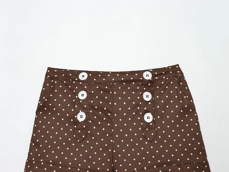 Damen Polka Dot Kurze Hosen Sets Zweiteiliges Sommer-Outfit mit Mittelhohem Bund Damen-Anzug Sommer Crop Top Urlaubsoutfit für Frauen – Detail 12