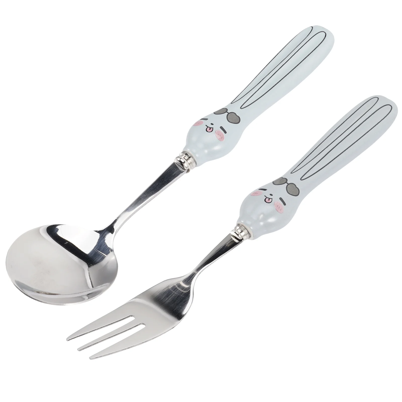 Kids Bunny Silverware Rabbit Knife and Fork Serving Utensils Children Spoon Food Baby Weaning