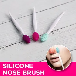 Skin Care Lip Exfoliating Facial Cleansing Face Scrub Nose Clean Brush Blackhead Remove Silicone Double-Sided Skin Care Tool