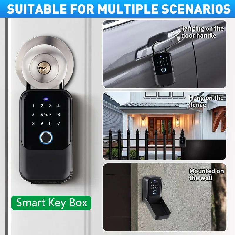 Smart Key Box IP65 Waterproof Bluetooth Wireless Lock Box Fingerprint/ Password/ Card/  Key/ App Unlock Electronic Key Box