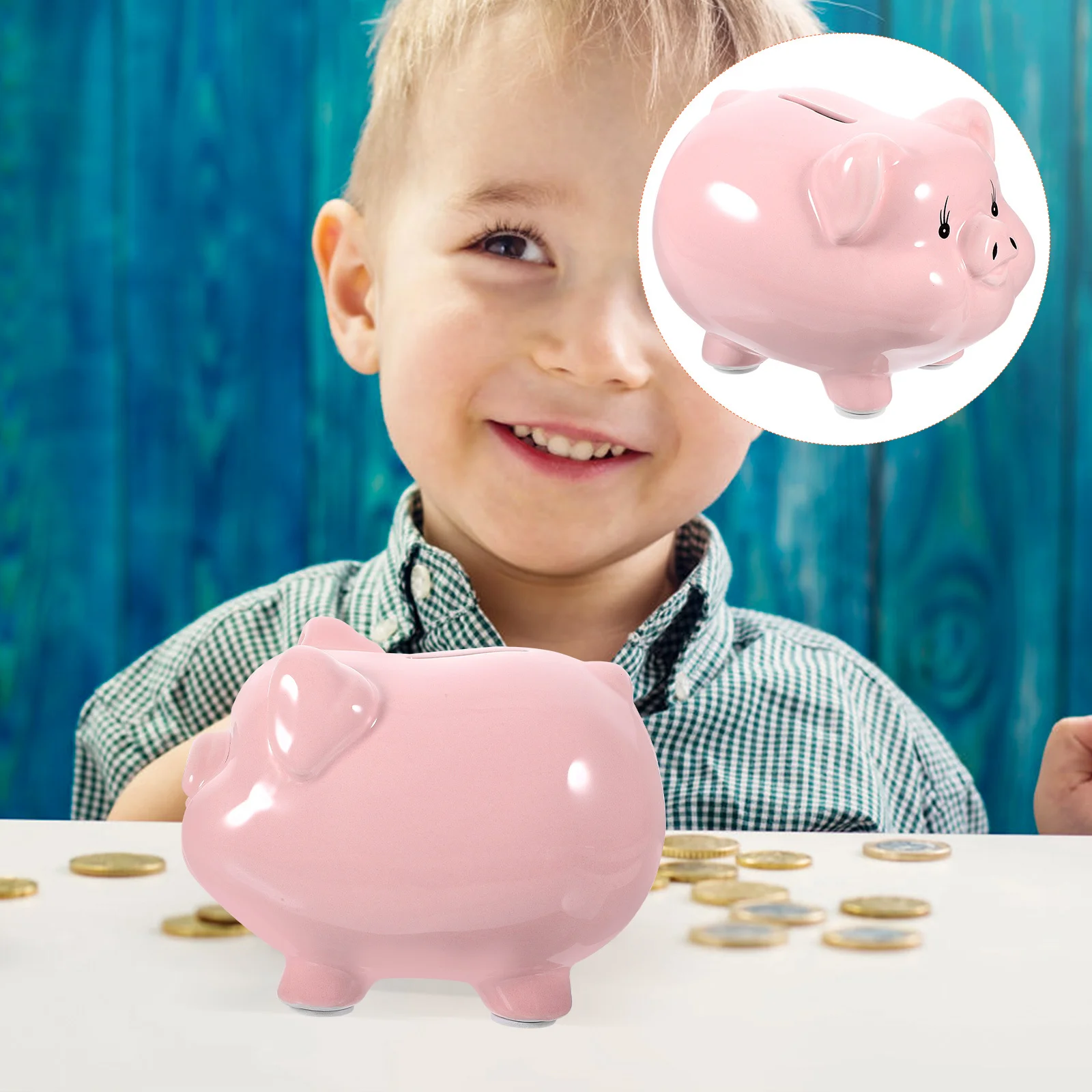 

Creative Ceramic Piggy Bank Saving Pot Size S Pink Desktop Decoration Change Organizer Coin Container for Home Office