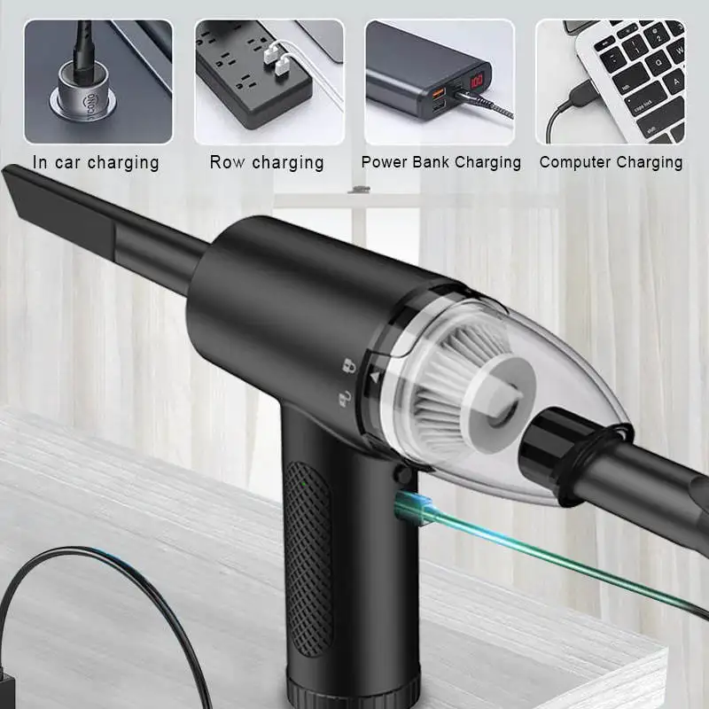 Портативный пылесос для дома и автомобиля с батарейным питанием, автомобильный пылесос для удаления пыли, выдув и всасывание два в одном