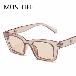 MUSELIFE 2024 Sunglasses Lady Flat Top Eyewear Lunette Femme Women Luxury Brand Sunglasses Women Rivet Sun Glasse UV400