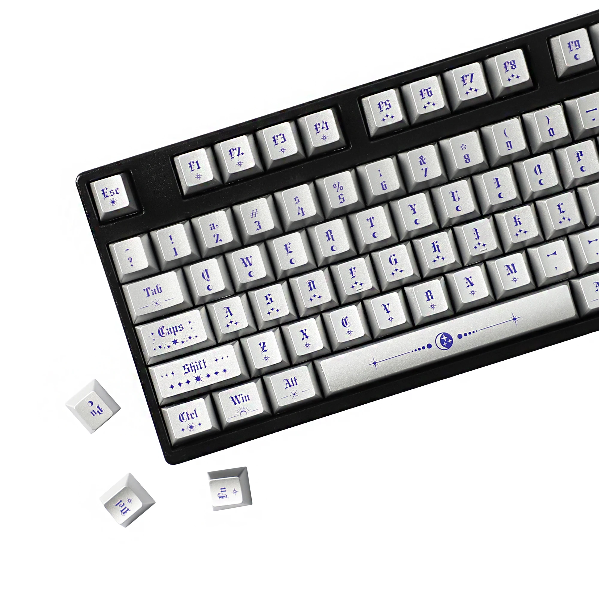 

YMDK 121 Keys Magic Pearlescent Keycaps Top Print Cherry Profile Keycap PBT for MX Mechanical Keyboard 60 68 75 100 104 Layout