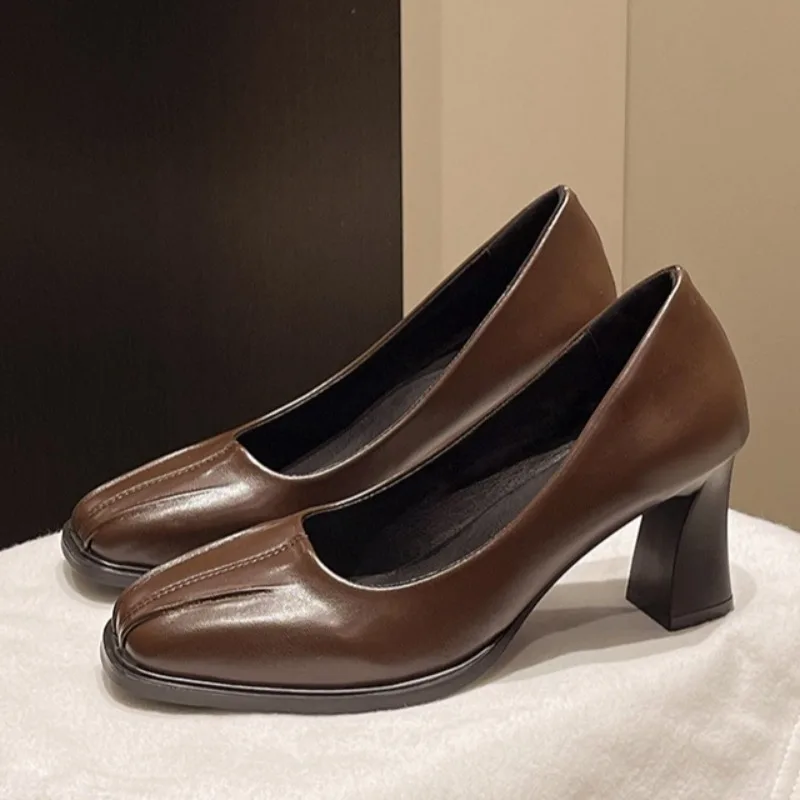 

High Heels Women Chunky Shoes 2025 Winter Fashion Loafers Shoes Designer Elegant Dress Party Pumps New Trends Zapatillas Mujer