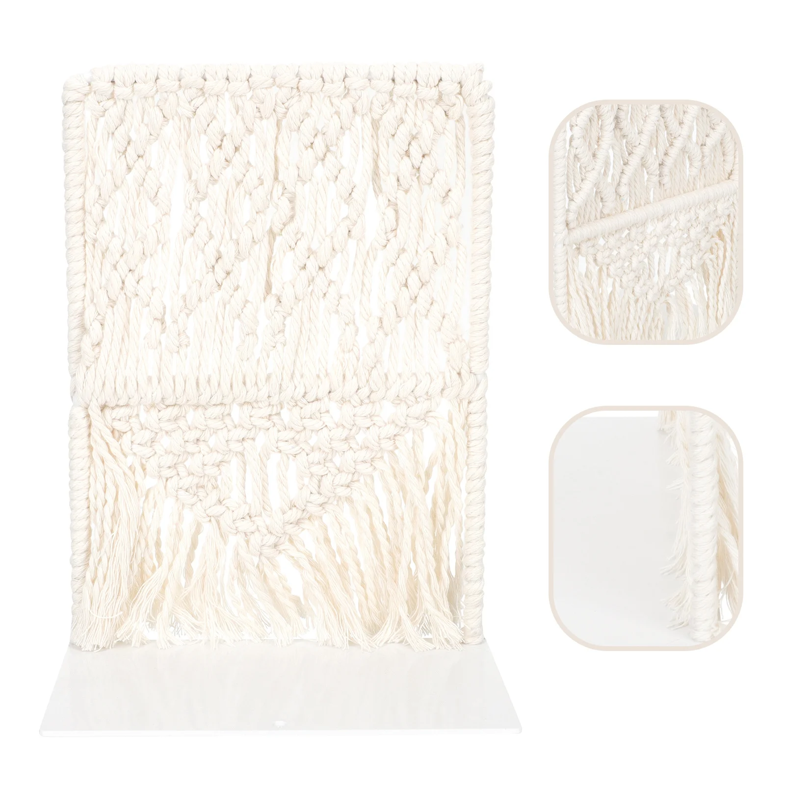 البوهيمي المنسوجة يدويا القطن حبل غلاف التصميم الإبداعي كتاب تخزين حامل متعدد الوظائف منضدية ديكور #2