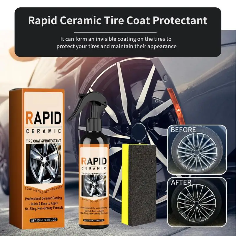 Ceramic Tire Shine High Efficiency Car Tire Cleaner Permanent Tire Shine 100ml Tire Polish Shine Long Lasting Tire Shine For All