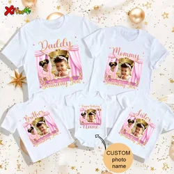 Girls First Birthday T Shirts Custom Photo 1st Birthday Girl Family Matching Outfits Party 2 Years Old Girl Outfit Familia Shirt