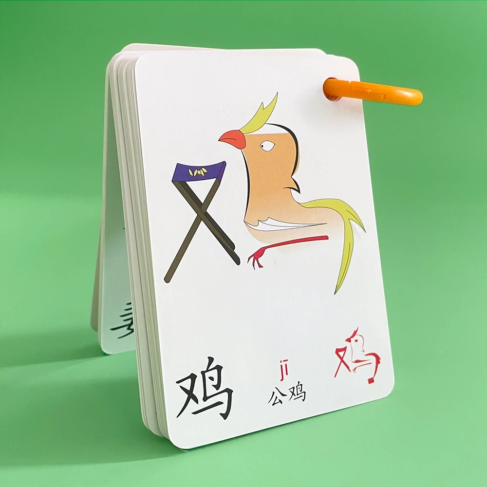 

100 Cards Chinese Hieroglyphics Sight Words Learning Flashcards Mandarin Chinese Pinyin Characters Stroke Order Early Education